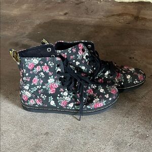 Dr. Martens Black Floral Lace-Up Boots